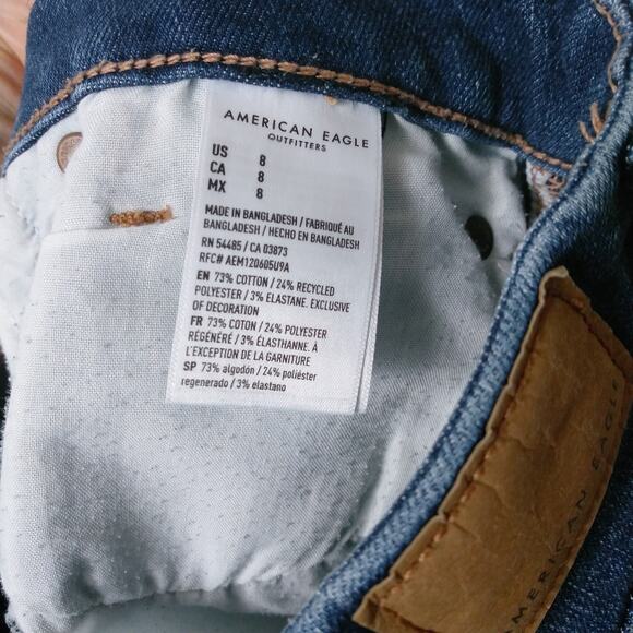 American Eagle The Dream Short Curvy Midi Size 8 Blue Denim Jean Cutoffs 5" - Picture 7 of 13